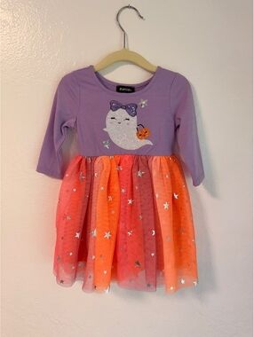 NWT Zunie Toddler Halloween Ghost Dress - Purple and Orange - Tulle Skirt 2T